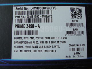 ASUS PRIME Z490-A Motherboard, 1200 soket, DDR4, NOU, sigilat – 3200 lei foto 2