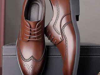 Pantofi oxddi din piele pentru bărbați brogues clasici foto 5