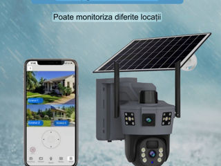 Cameră cu panou solar 4G cu trei obiective rotativă cu imagine colorat zi și noapte foto 5