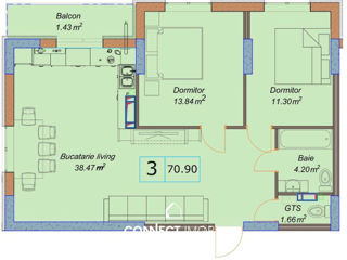 Apartament cu 3 camere, 71 m², Centru, Chișinău foto 2