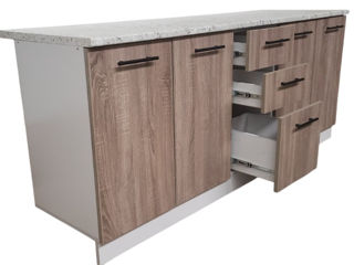 Set mobila bucatarie Alcantara 2 m Gri Deschis / Gri Inchis foto 2