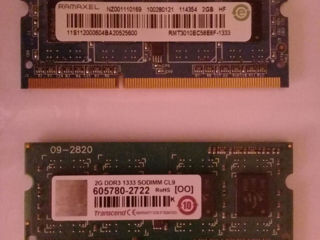 Оперативная память 4GB (2 x 2GB) RAM DDR3 PC3-10600 1333MHz 204-pin Sodimm (Transcend, Ramaxel)