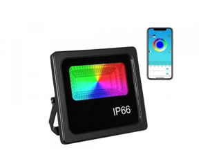 Smart LED spotlight 55W IP66 RGB bluetooth cu aplicație foto 1