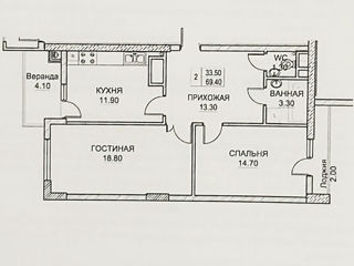 Apartament cu 2 camere, 70 m², Buiucani, Chișinău foto 3