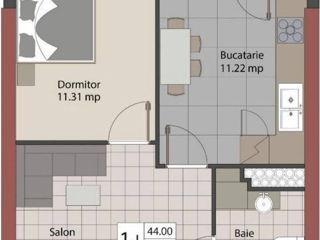 Apartament cu 1 cameră, 44 m², Botanica, Chișinău foto 4