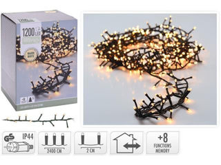 Luminite De Craciun "Ramura" 1200Led Alb-Cald, 24M, 8Reg