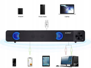 Elegiant SR200, 6W, Mini Soundbar PC,Gradient Lights, Black. Новый. foto 5