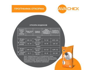 Premix pentru îngrășarea păsărilor de apă AVA CHICK MIX 5%. Sac 25kg foto 3