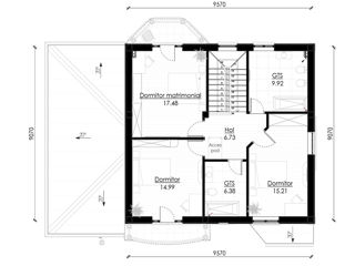 Casă de locuit individuală cu 2 niveluri / clasic / 149.9 m2 / proiecte / construcții / 3D foto 6