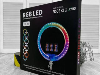 Кольцевая RGB лампа 45 см + штатив 2.1м foto 2