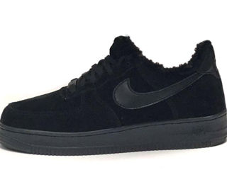 Nike Air Force 1 Low Suede All Black cu blana / с мехом foto 3