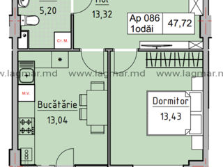 Apartament cu 1 cameră, 47 m², Poșta Veche, Chișinău foto 6