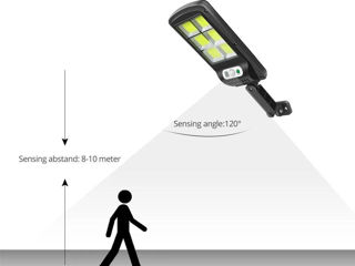 Lampă de tip stradal cu panou solar cu senzor de mișcare și telecomanda foto 4