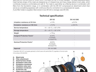 Mască respiratorie Sundstrom SR 100 cu filtru SR 510 P3 R foto 5