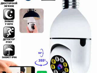 IP Camera Besder Bulb E27 Wi-Fi Smart Camera 2MP 1080P, White foto 4