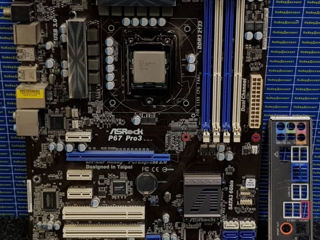 Продам материнскую плату Asrock P67 Pro3 + охлад на 6 трубок + проц i3 2125 - 1200 лей. foto 1