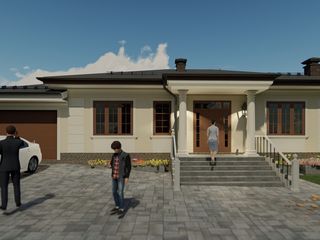 Casă de locuit individuală cu 1 nivel/137m2/renovări/proiecte/arhitecți/stil clasic/3D