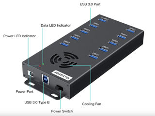 10-портовый USB-хаб промышленного класса Sipolar A-423 foto 2