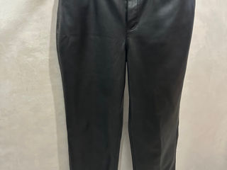 Pantaloni de piele Mango mar M