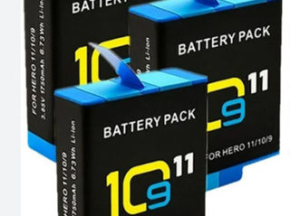 Аккумуляторы для GoPro Hero 11, 10, 9, 8, 7,6, Hero 5 Black, GoPro MAX, Insta360 ONE X2, SJCAM SJ8