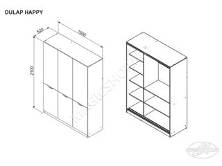 Dulap Ambianta HAPPY nuc/samoa 150x200x52cm foto 4