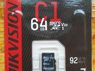 Новые Microsd карты памяти Hikvision на 64 и 128 ГБ, 150/300 леев. foto 1