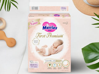 Премиальные подгузники Merries First Premium foto 5