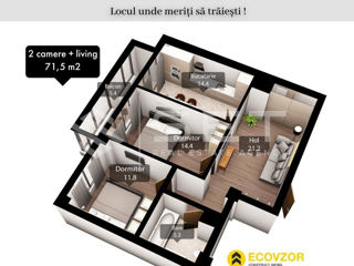 Apartament cu 2 camere, 71 m², Poșta Veche, Chișinău foto 2