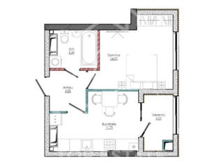 Apartament cu 1 cameră, 43 m², Centru, Strășeni foto 3