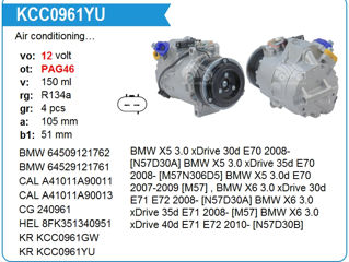 Компрессор кондиционера BMW X5 3.0L6 07-10 foto 2