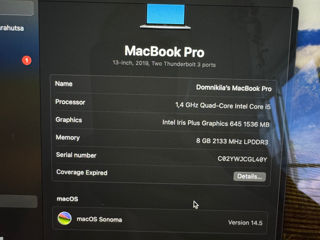 Apple Macbook Pro 13 inch, 2019 i5/8gb/128gb/Touchbar/Sonama 14.5 foto 8