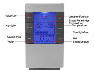 Цифровой термометр. Гигрометр. Измеритель влажности комнаты и температуры в помещении. Часы=LCD. foto 3
