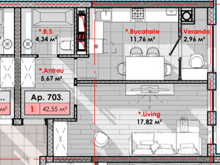 Apartament cu 1 cameră, 43 m², Telecentru, Chișinău