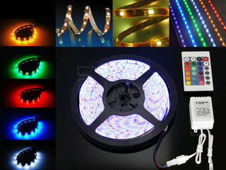 RGB banda led 5 metre+transformator+telecomanda-complect 250 lei. foto 1