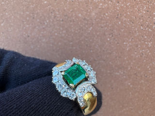 inel superb , emerald natural , diamante , великолепный золотое кольцо, изумруд, бриллианты foto 4