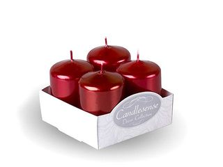 Set Lumanari Decor 4Buc, 6X4Cm, 8Ore, Metalic Bordo