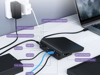 Док-станция VAVA - 10 in 1 Hubs, HDMI 4K, LAN 1 Gb, USB 3.1, USB Type C foto 5