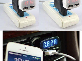 Вольтметр с термометром+зарядное устройство=2 USB 12/24v.-амперы зарядки-5 функций в 1=Экран LED foto 4