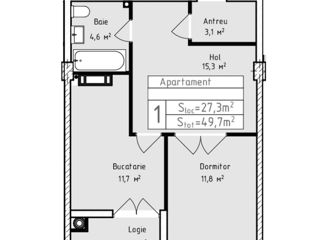 Apartament cu 1 cameră, 50 m², Autogara, Bălți