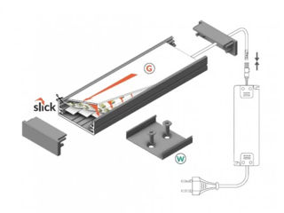 Profil LED WIDE 24, aluminiu anodizat argintiu, 11*32 mm, lungime 2 m. foto 2