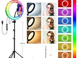 Кольцевая лампа 26 см RGB(многоцветная)+штатив 2,1м/Lampa inelara 26cm RGB+stati 2.1m foto 3