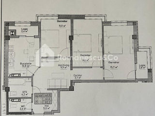 Apartament cu 3 camere, 85 m², Durlești, Chișinău