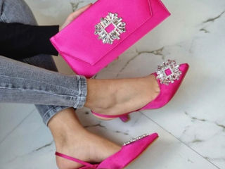 Pantofi în set cu clutch fucsia marimea 39 foto 1