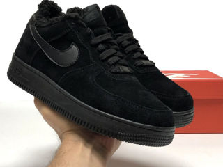 Nike Air Force 1 Low Suede All Black cu blana / с мехом