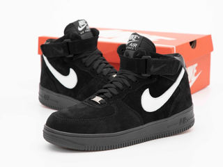 Nike Air Force 1 High Suede Black/White cu blana / с мехом foto 4