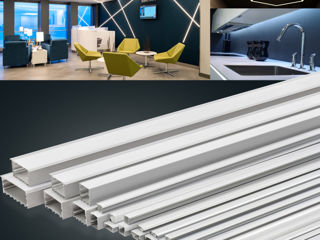 Profil din aluminiu pentru bandă LED incastrat rigips, panlight, profil LED incastrat sub tencuiala foto 16