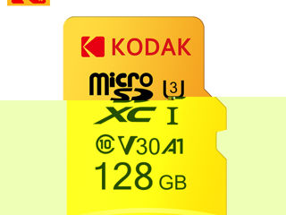 Карта памяти KODAK MicroSD,A1,V30,U3,128ГБ,Оригинал.Картридер,Адаптер USB-Type C