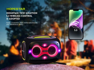 *New2024! Hopestar Party130/Party Box 120W! Мощный звук и басс + крутая подсветка + 2 микрофона! foto 7