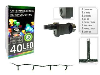 Luminite De Craciun "Fir" 40Led Multicolore, 4M-Fir Verde, 8Reg