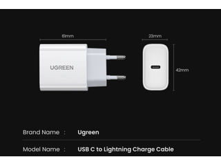 Incarcator Priza Ugreen 60450, Port USB-C 3.0, QC 4.0 / 3.0 / 2.0, Europa, 20W, Alb (FARA CABLU) foto 10